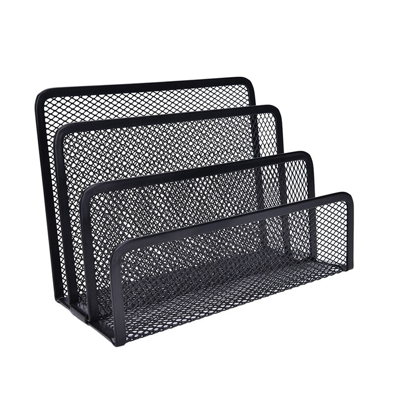1 stücke Schwarz Mesh Brief Papier Datei Storage Rack-Halter Tablett Veranstalter Desktop Büro: Default Title