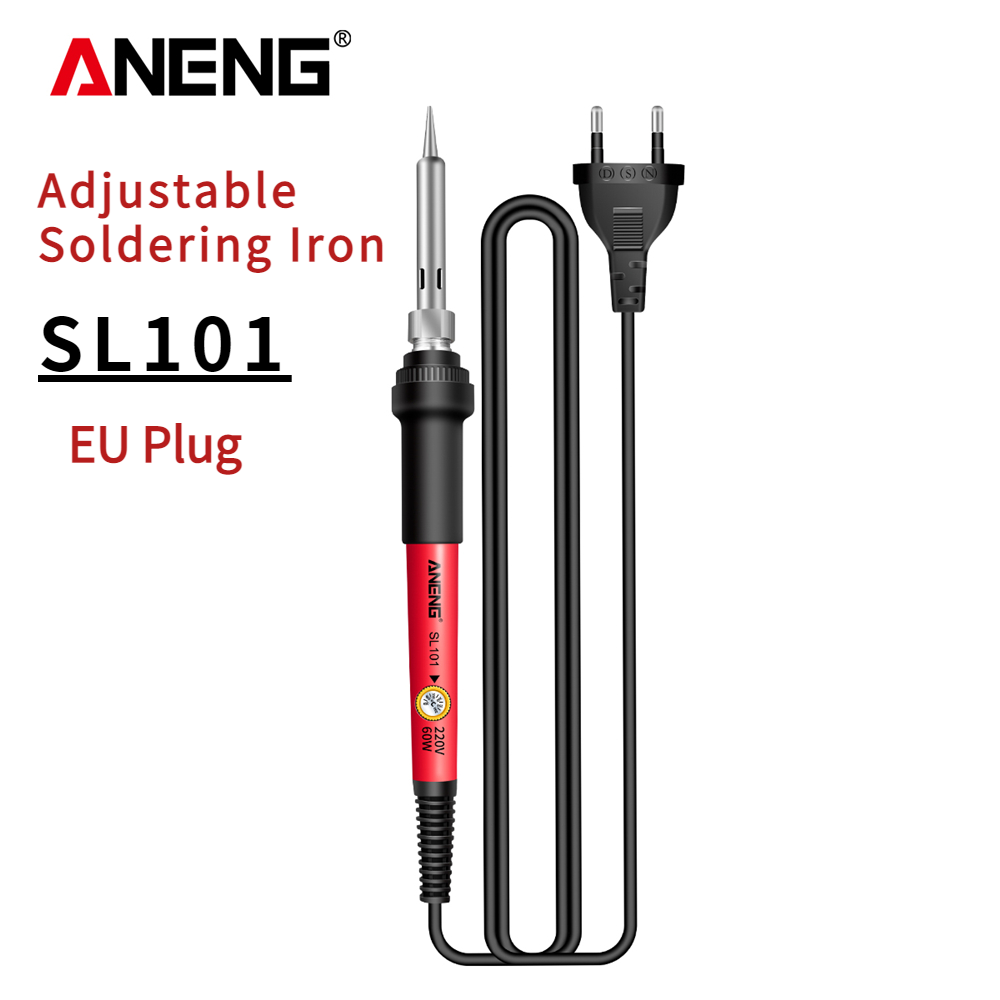 ANENG SL102 60W Digital Electric Soldering Iron kit Adjustable Temperature welding Tools Stand fer a souder solder tip solda: SL101 EU plug