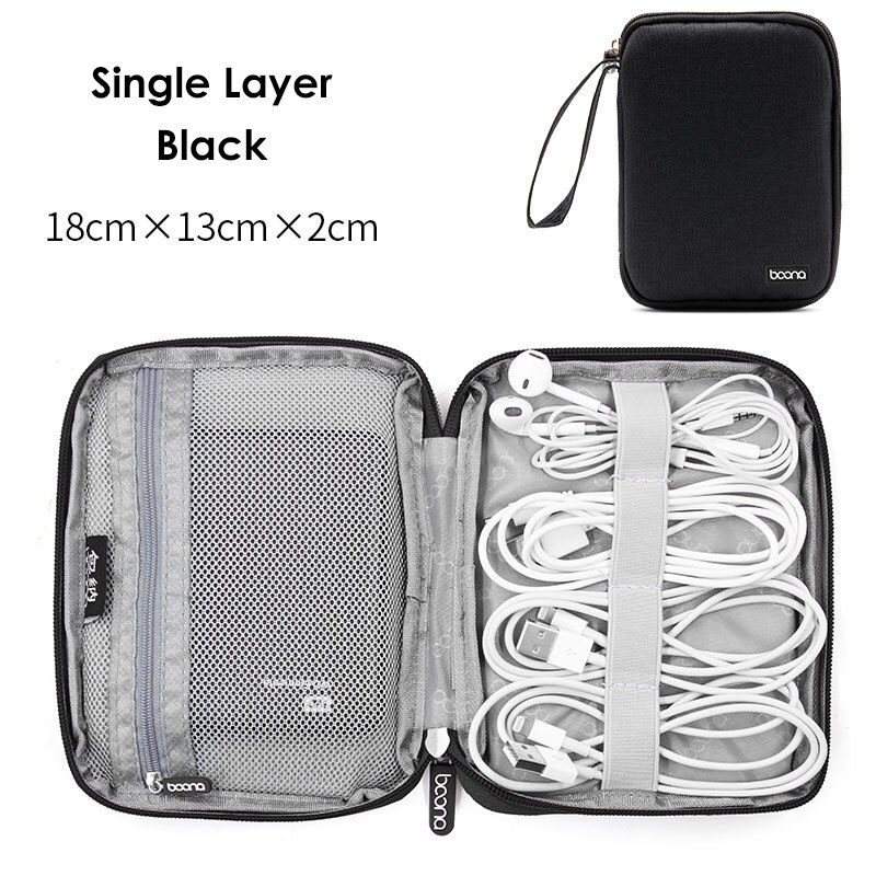 Grote Capaciteit Datakabel Opbergtas Reizen Elektronica Accessoires Organizer Pouch voor HDD Adapter Geheugenkaart Digitale Gadgets: 5