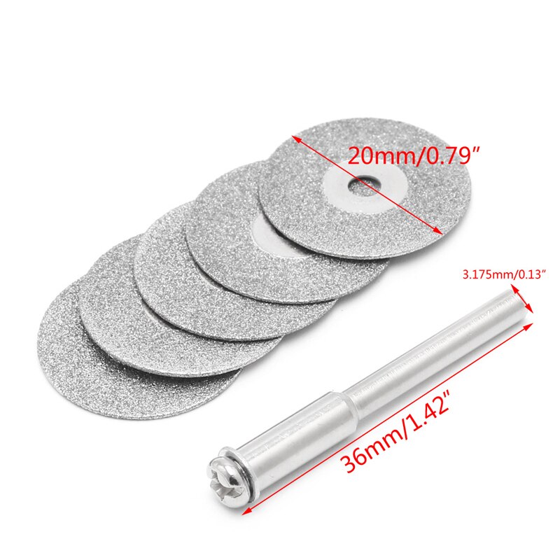 5 stk / sæt dremel tilbehør diamantslibeskive sav cirkulær skæreskive dremel roterende værktøj diamantskiver: 20mm