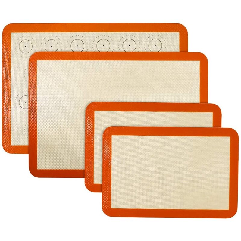 Siliconen Bakken Mat Set Van 4 Vel Non Stick Herbruikbare Siliconen Gebak Bakken Mat Voor Bakken Maken, deeg Rollen Mat: Default Title