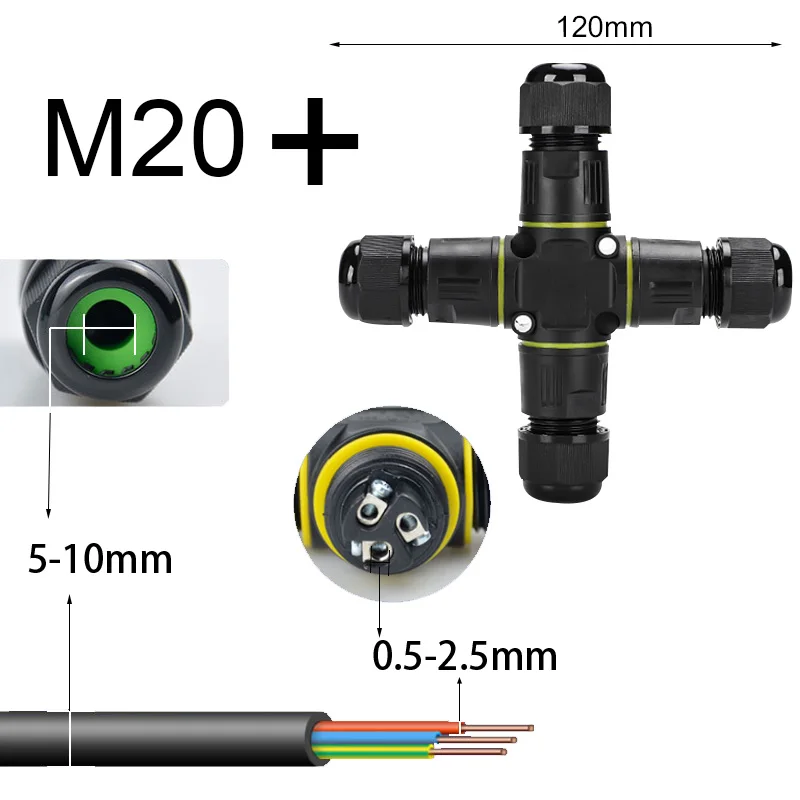 Elektrische Wasserdicht Terminal Kabel Stecker IP68 Drei-Weg Elektrische 2/3/4Stift Draht Ich bin Freien Unterwasser Schraube Hause verbesserung: 3XL / Elfenbein