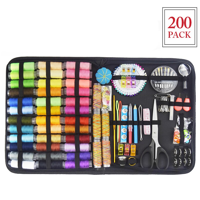 costurero Kits de costura 68-200 Uds Reparación de coser caja de mano aguja de patchwork hilo de costura bordado costura acessorios para costura: 200 PCS