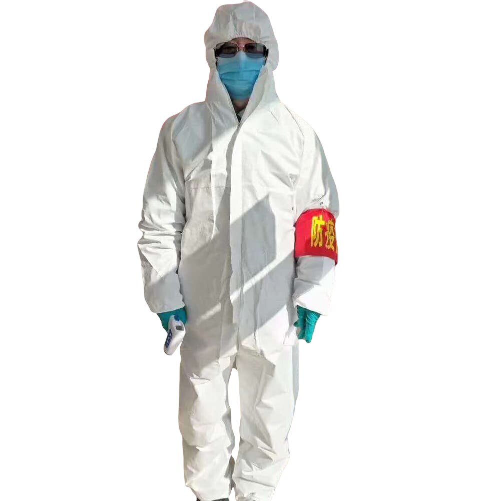 Herbruikbare Wit Hazmat Pak Lange Overall Ziekenhuis Veiligheid Kleding Bescherming Beschermende Anti-Virus Kleding Voorkomen Dust Spray