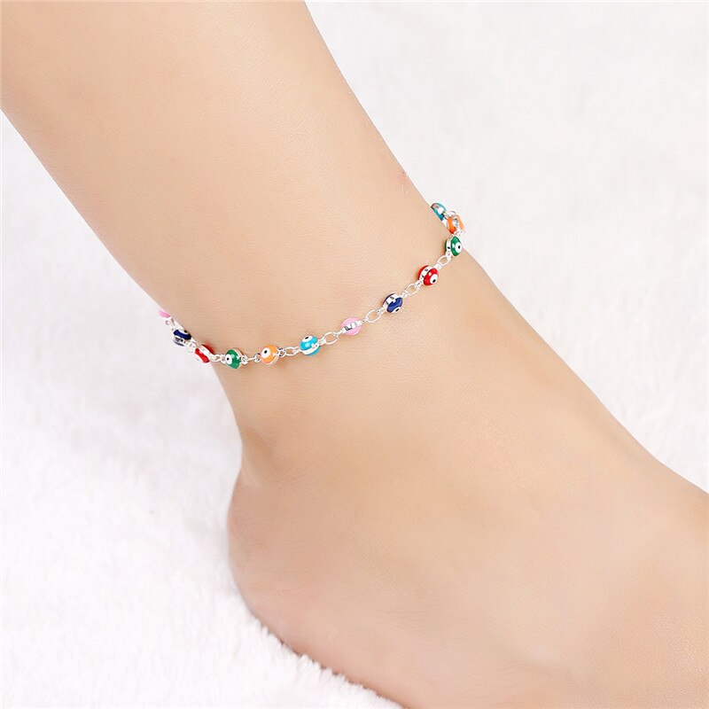 Religieuze Turkse Eye Enkelband Voor Vrouwen Goud/Zilver Kleur Ketting Boze Oog Enkelbanden Armbanden Op De Been Vrouwelijke sieraden