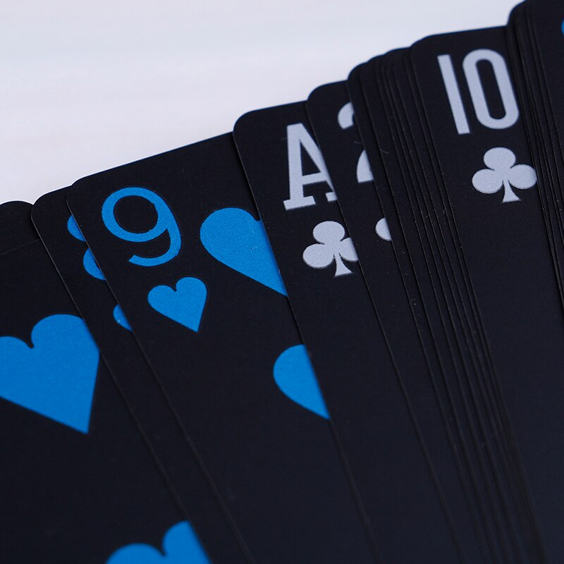 54 Stks/partij Waterdichte Pvc Plastic Speelkaarten Set Trend Deck Poker Classic Magic Trick Tool Pure Black Magic Box-Verpakt