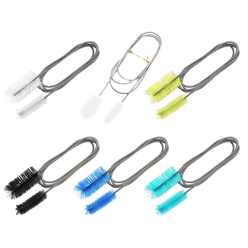 Hose Cleaner Brush Flexible Double Ended Nylon Bristles Aquarium Filter Brushes Stainless Steel Long Tube Cleaning Brush