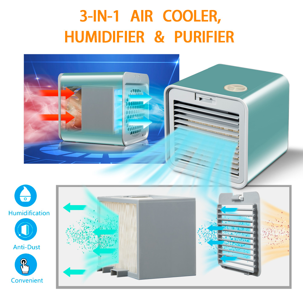 Mini Portable Air Conditioner Humidifier Purifier Air Cooler Desktop USB Air Cooling Fan Device Office Home Air Conditioning