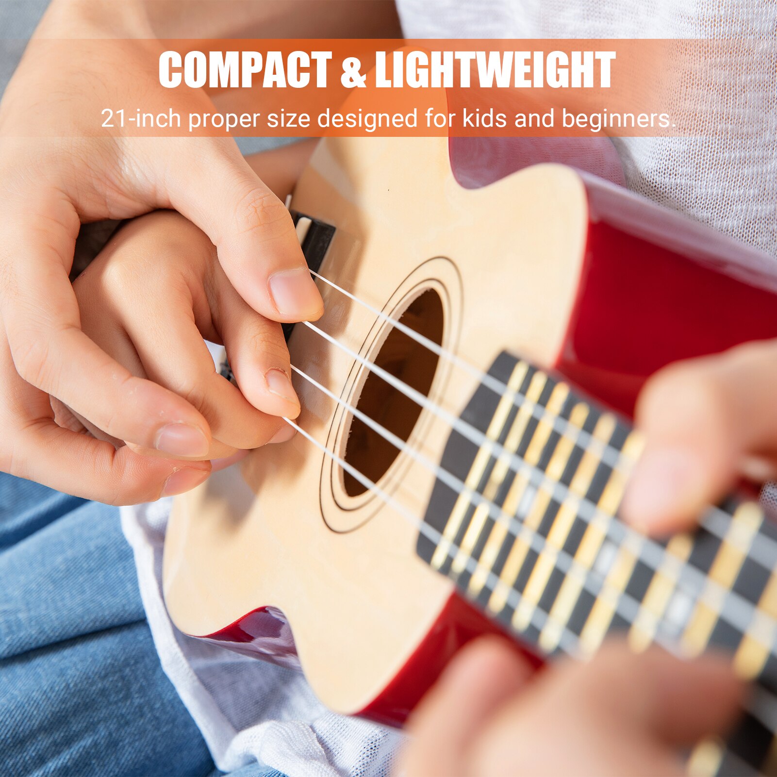 Muslady-ukelele de 4 cuerdas de 21 pulgadas, instrumento Musical de madera, bajo, pequeño, para niños, color Beige