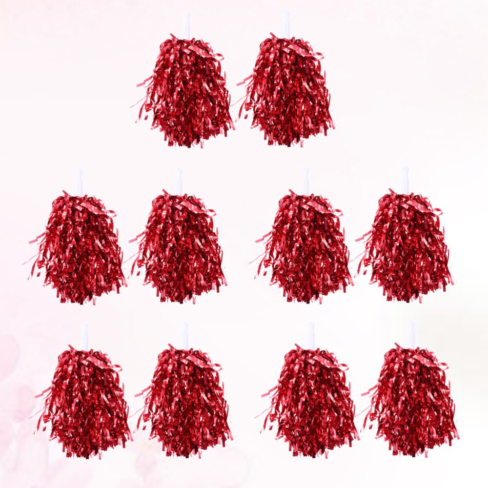 10 Pcs 25g Jubeln Bälle Squad Spirited Spaß Cheerleading Kit Cheer Poms Cheerleader Supples mit Griff für Competitio: Red