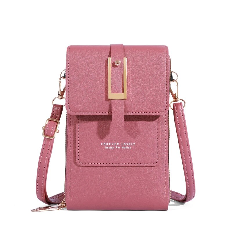 Touch Screen Mobile Phone Bag, Mini Flap Crossbody Bag, Faux Leather Purse, Vertical Wallet With Card Slots: Hot Pink