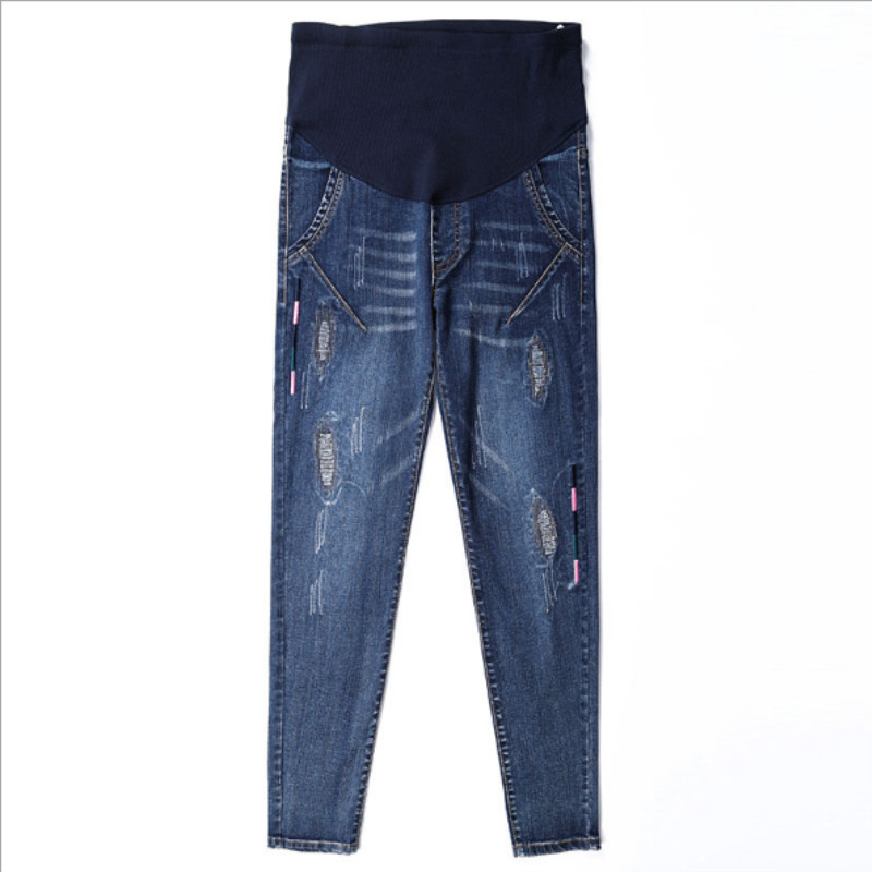 Lente Zwangere Kleding Mode Gat Jeans Zwangerschap Casual Broek Grote Omvang Moederschap Maag Lift Broek