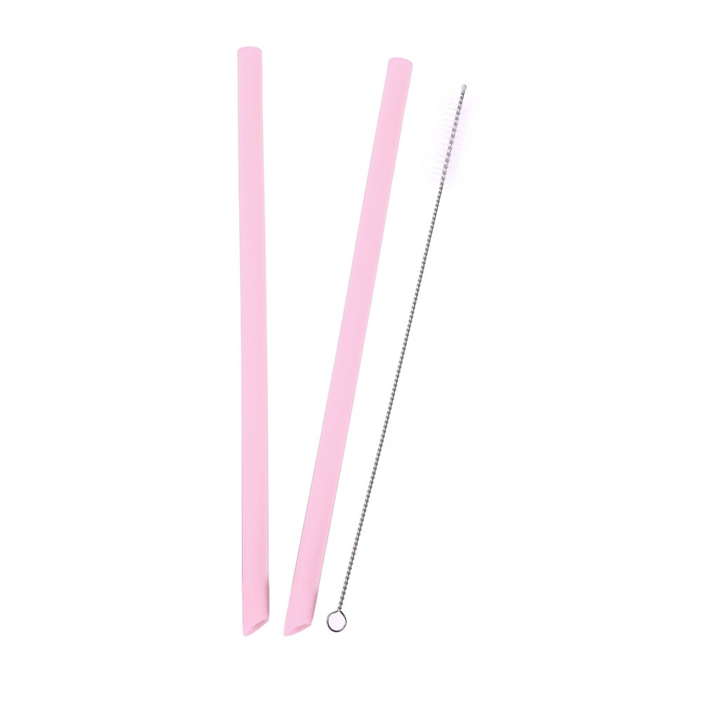 2Pcs/set Reusable Silicone Straws Food Grade Silicone Straws Drinking With Cleaning Brush Party Straws BPA Free: H