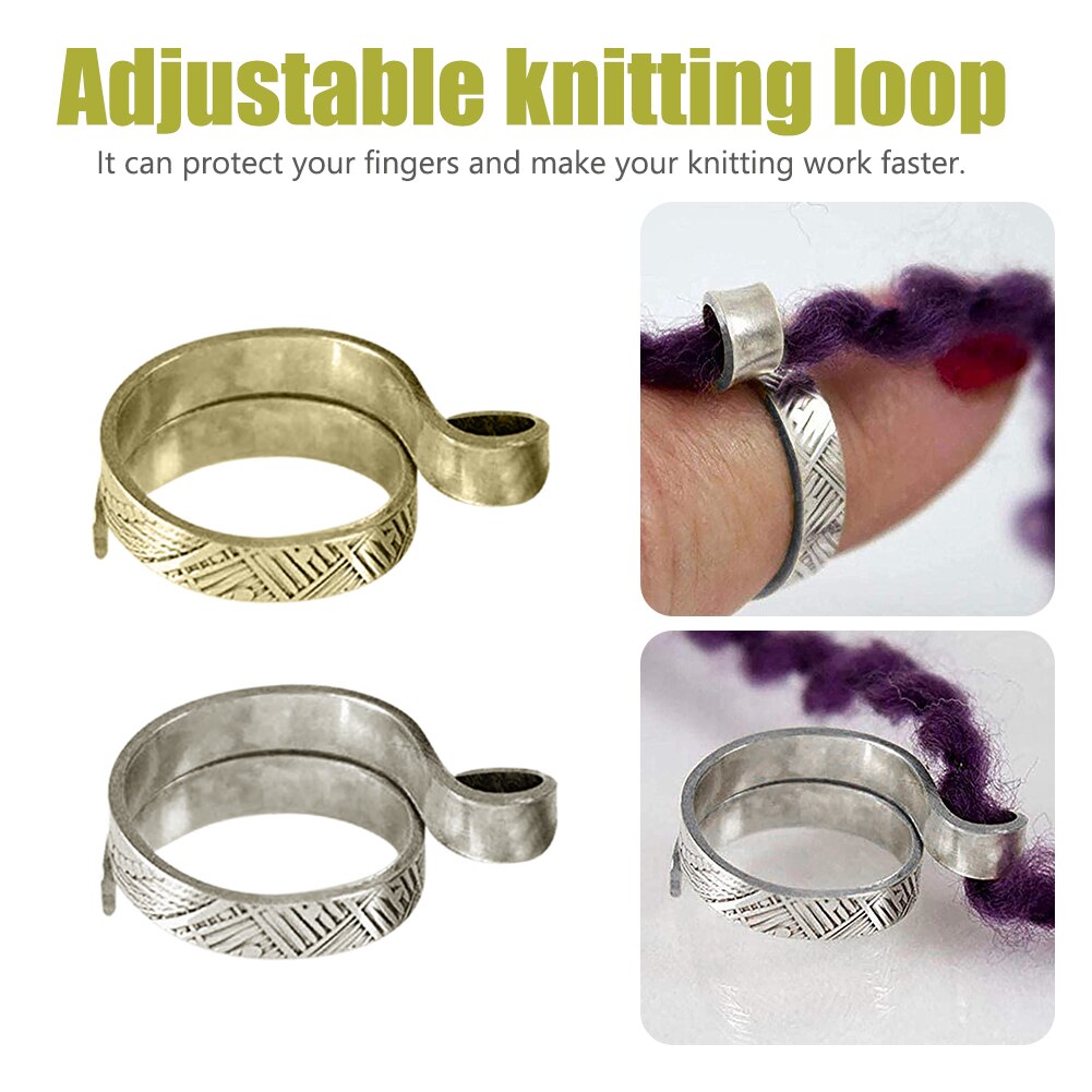 Braided Yarn Guide Retro Finger Holder Craft Sewing Portable Crochet Ring Adjustable Knitting Loop Accessories DIY Decoration