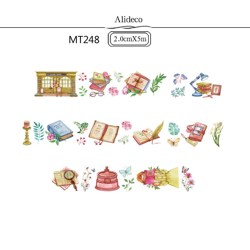 1 stk /1 mye washi maskeringstape havfrueblomst dekorativt selvklebende scrapbooking-papir japanske klistremerker 5m: 248 tushuguan