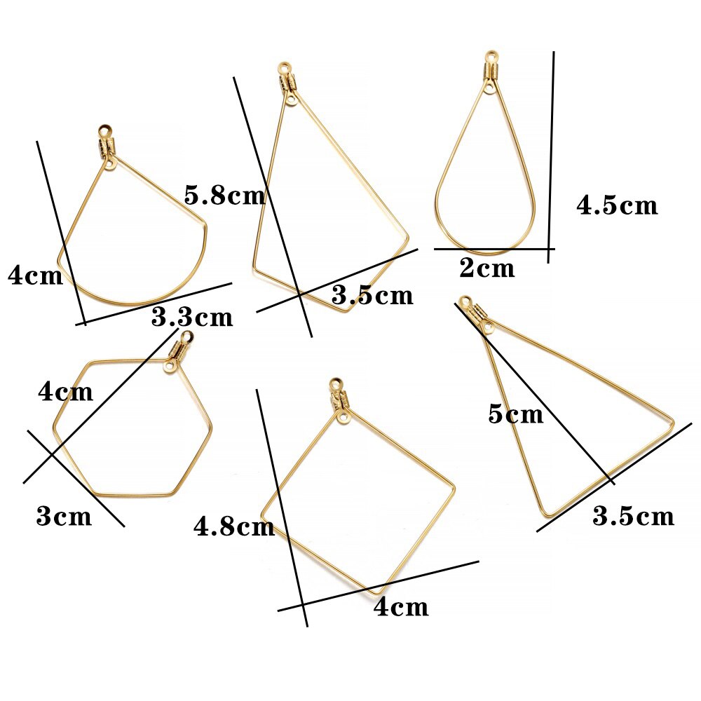 10/20 stuks roestvrijstalen oorbellen geometrische vorm hangers connector bevindingen sluitingen haken voor doe-het-zelf sieraden maken accessoires: Clear