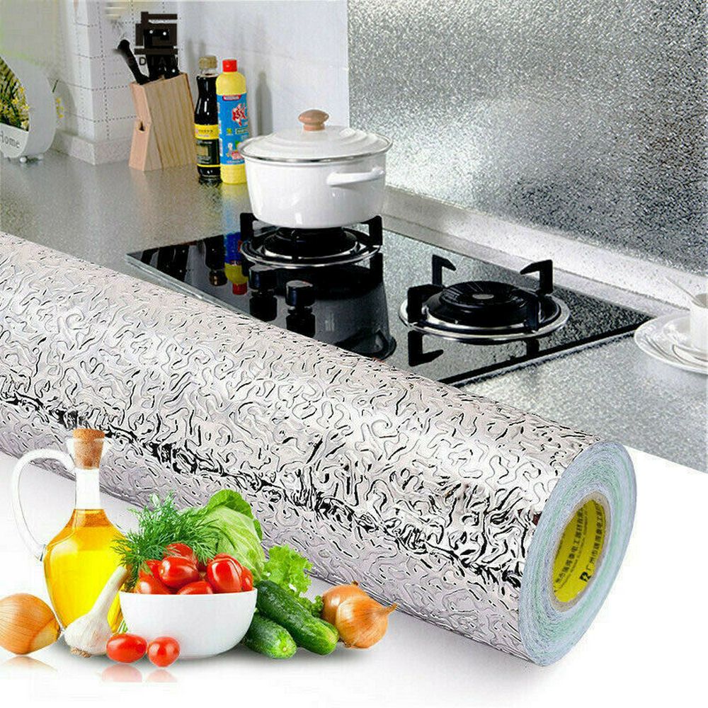 40*100cm kök oljetät vattentät självhäftande orange spis spis skåp aluminiumfolie folie heminredning kakel klistermärke