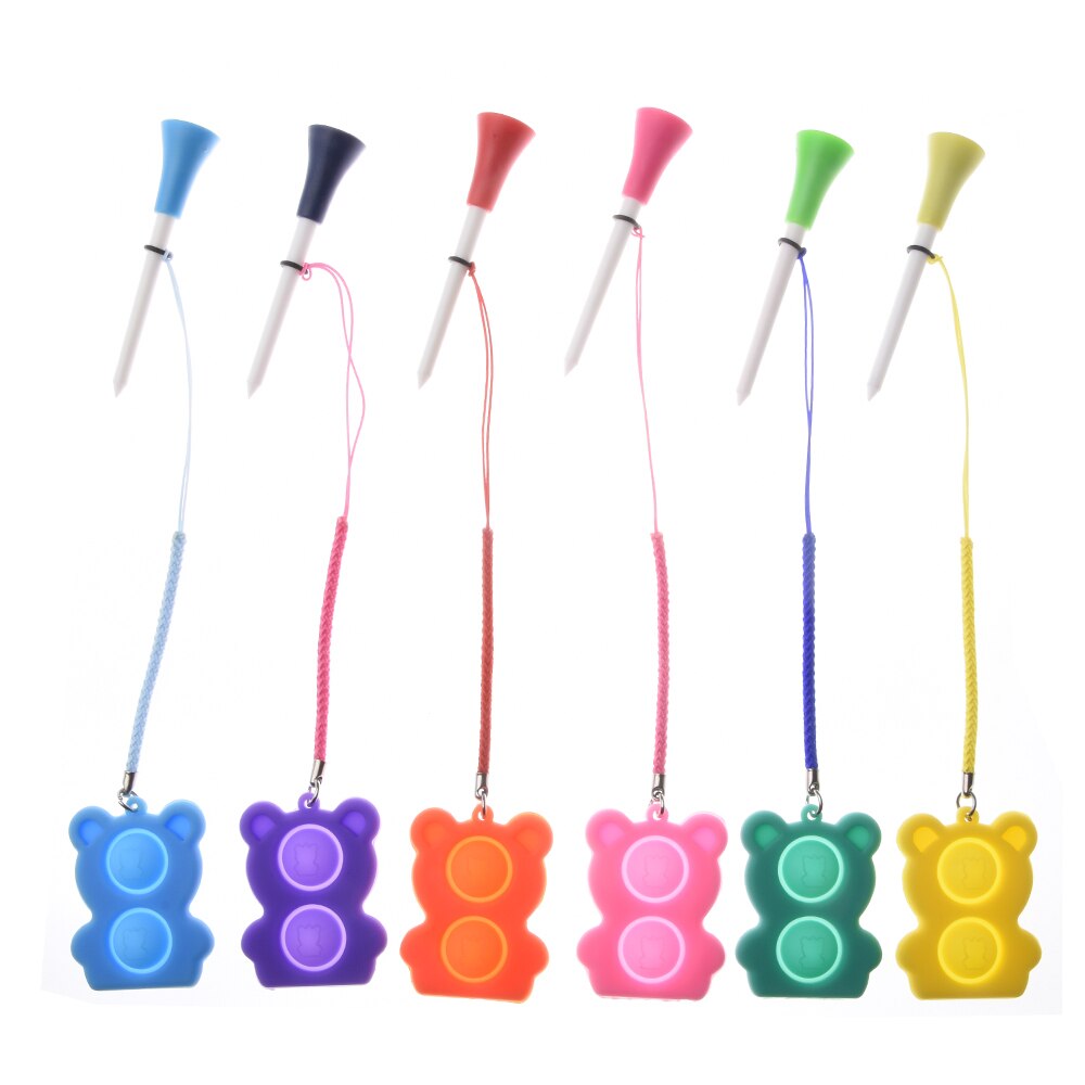 6Pcs Golf Rubber Tee With Fidget Reliver Stress Toy Golf Ball Holder With Push Bubble Fidget Prevent Loss Simple Dimple Toy
