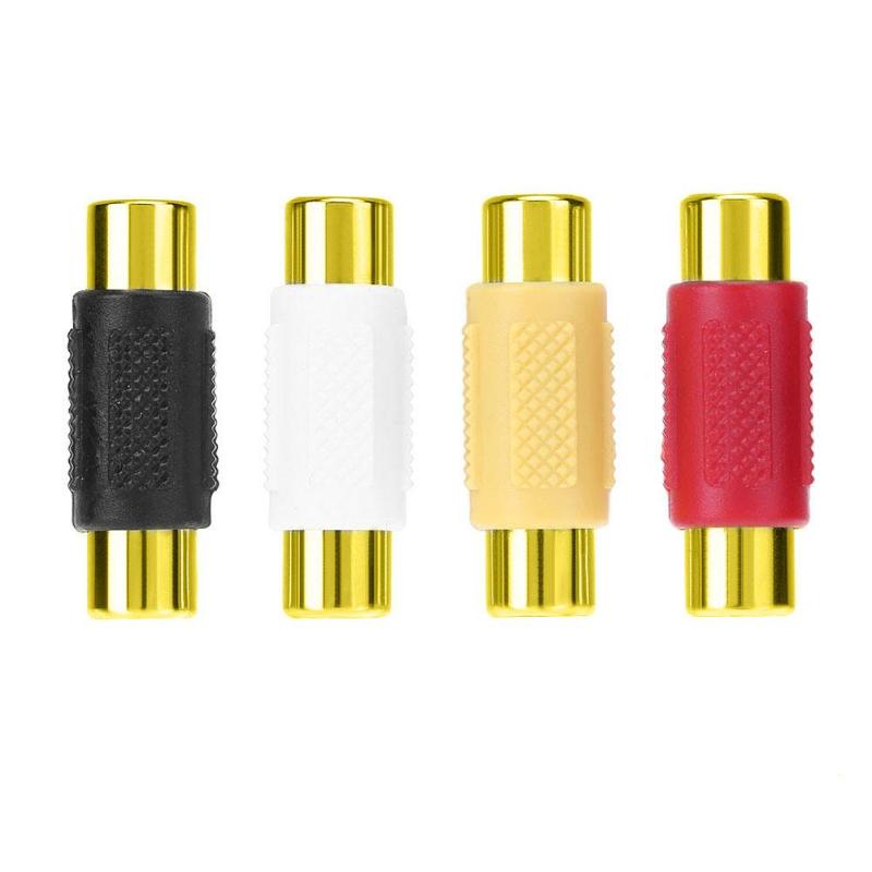 4 stks/partij RCA Female naar RCA Female Audio Video Kabel Jack Plug Connector Adapter RCA F/F Extender Converter: Gold