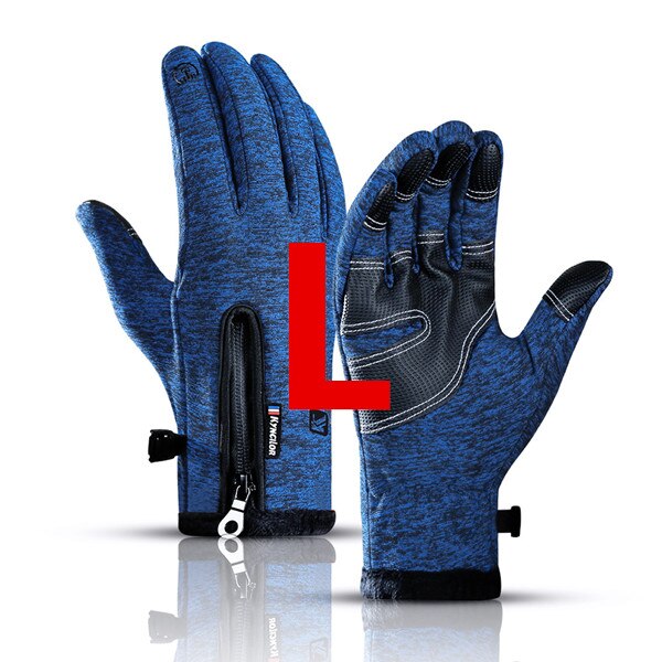 XiaoMi mijia outdoor sports gloves winter warm plus velvet fingertips touch screen splash-proof riding gloves for men and women: Blue L