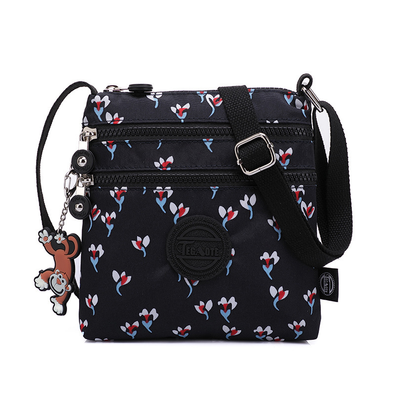 Bolso de hombro para mujer, bolso informal ligero de nailon resistente al agua, bolso de mensajero versátil a la , bolso cruzado pequeño de lona para hombre: Color de loto