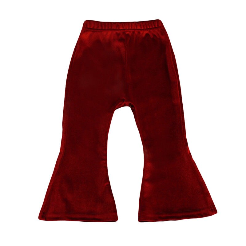 Gloednieuwe Peuter Baby Kind Kids Baby Meisjes Bell bodem Breed Been Stretch Pleuche Broek Lange Broek Effen Broek 1-5 T
