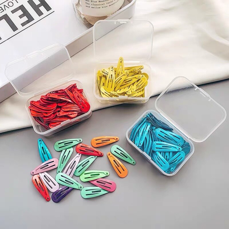 50 pçs/caixa 3cm spray liga drop-shaped crianças grampos de cabelo doce cor bonito meninas acessórios de cabelo bebês barrettes headbands