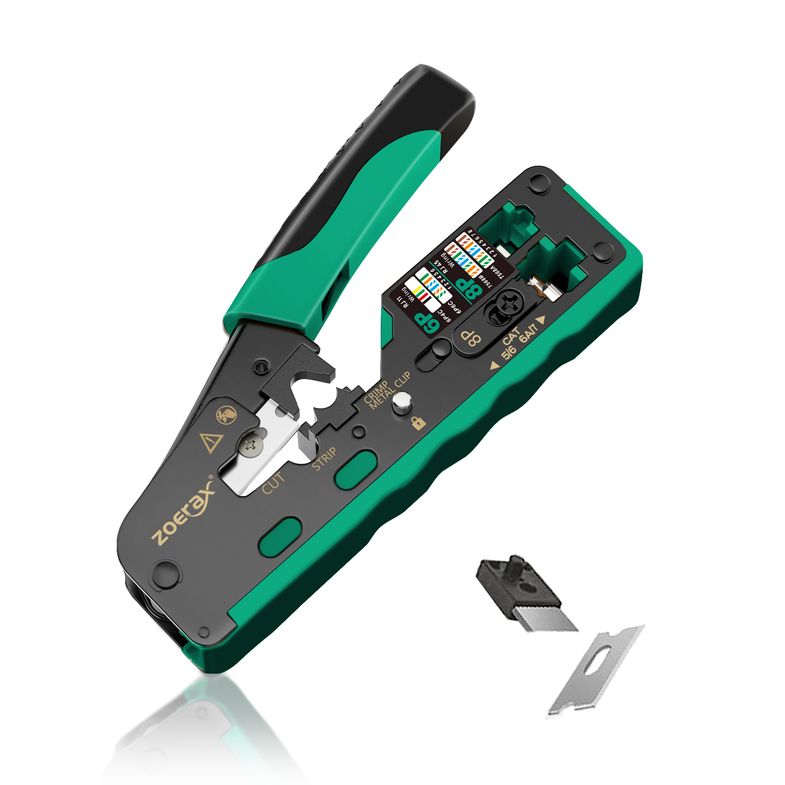 Kit Crimpatrice ZoeRax Pass-Through Per RJ45 – Cat6, Cat6A, Cat5, Cat5e, Con Connettori