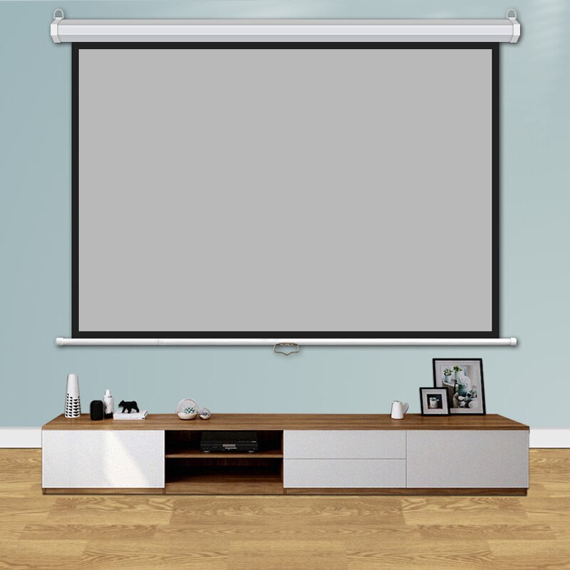 Yovanxer 60-100&quot; Manual Pull Down Projection Screen Wall Mounted Ceiling Format (4:3) Self-Locking Projector Screens Matte White