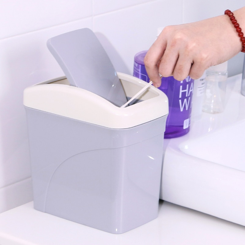 Home Storage Box Kitchen Cute Mini Waste Bin Office Bathroom Trash Can Desktop Garbage Box Table Dustbin Sundries Barrel Bins