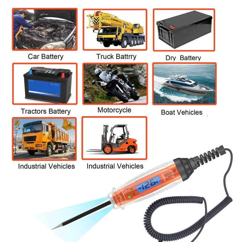 Portable Automotive Test Light Digital LCD Circuit Tester Light Tester with Voltmeter Car Vehicle Circuits Meter