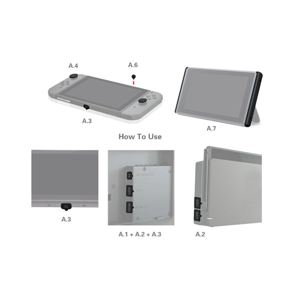 Jeu d'accessoires de Console de jeu Kit anti-poussière + dureté Film de protection d'écran en verre trempé pour Console Nintend Switch NS