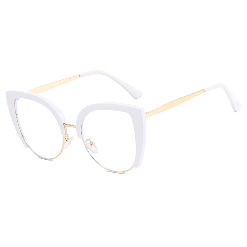 Gafas de medio Marco de ojo de gato de , montura de gran tamaño, antiluz azul, tendencia Retro, 2023, novedad de 2023: Blanco