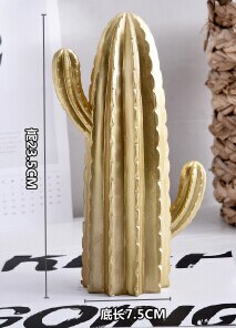 Ornement de Cactus doré ou blanc de style nordique | Décor de maison en résine belle Figure de Catcus plante de Simulation faite à la main pour maison et magasin: GOLDEN C