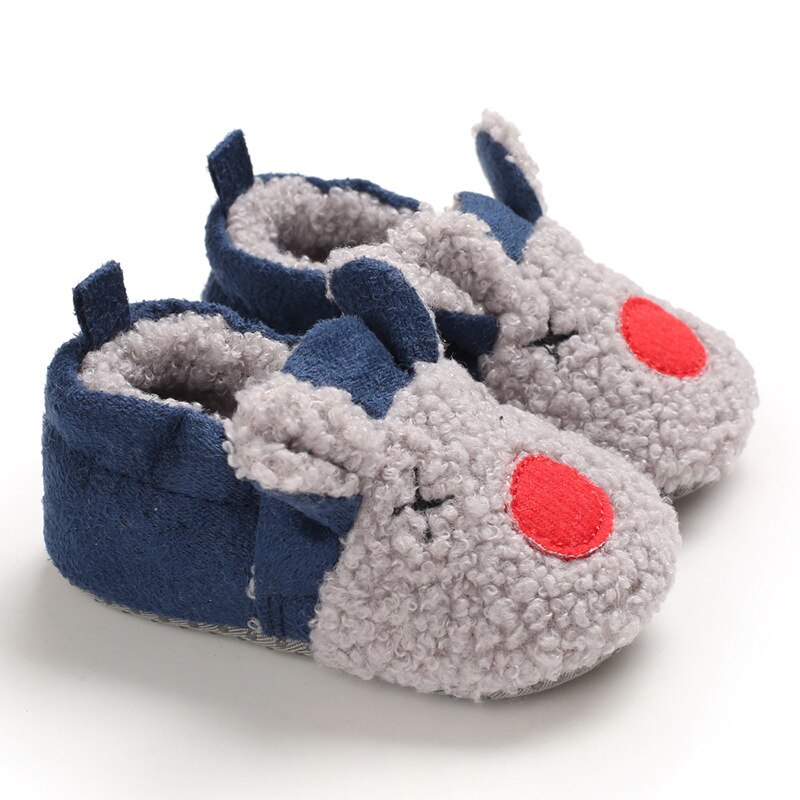 Baby Winter Shoes Toddler Infant Girls Boys Cartoon Warm Winter Shoes Boots Girls Boys First Walkers Walking Shoes: Gray blue / 13-18 Months