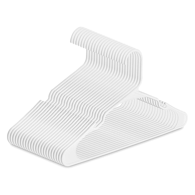 Perchas de plástico Premium, duraderas y fuertes, estándar, para ropa y pantalones, color blanco, paquete de 20 Uds.: Default Title