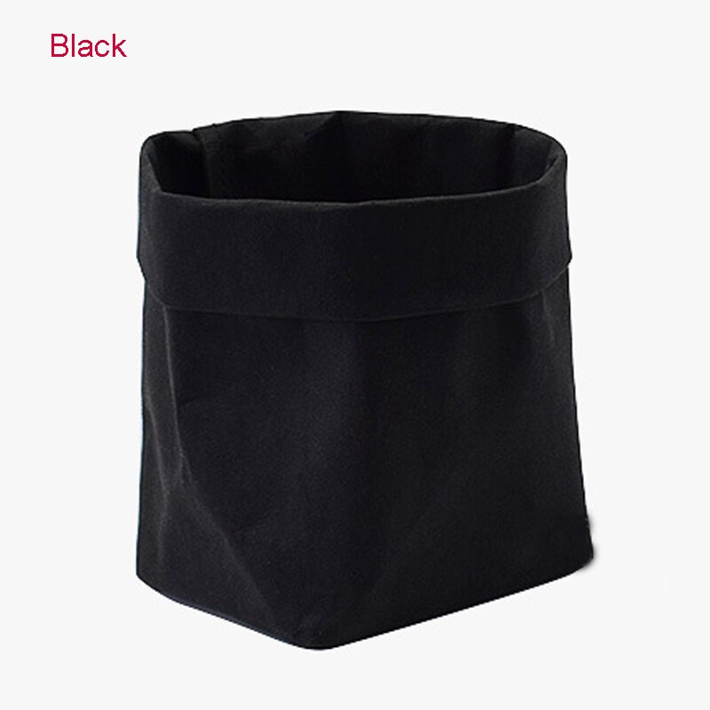 Flower Pot Kraft Paper Washable Plants Vegetable Grow Bag Succulent Planter Flowerpot Desktop Organizer Storage Bag 35: Black / 8 x 8 x 15cm