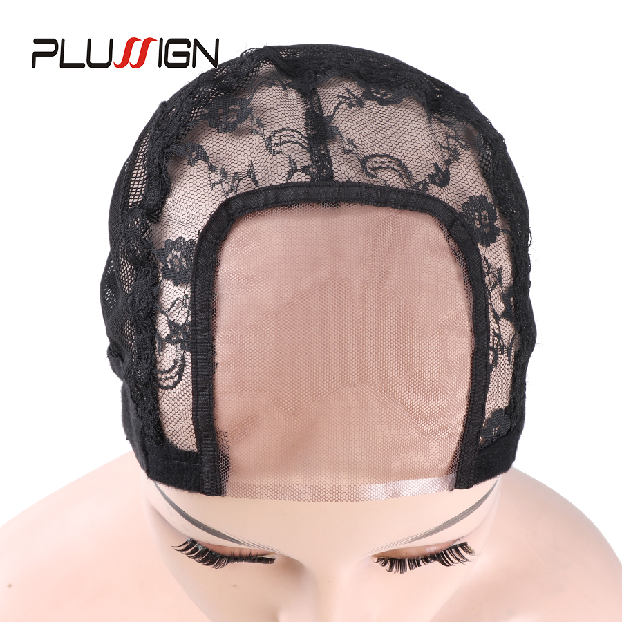 U Part Lace Front Wig Caps Make Your Own Beauty Wigs Ventilating Swiss Lace Cap Black Plussign Spandex Dome Cap Wig Accessories
