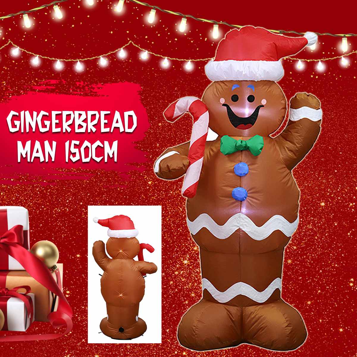 Santa Claus Christmas Inflatable LED Light Up Outdoor Garden Decoration Snowman Inflatable Gingerbread Man Inflatable Model Toys