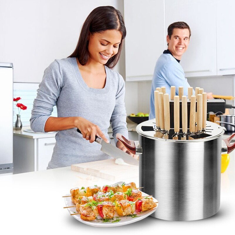 Dmwd 220v hjem røgfri rotisserier rustfrit stål elektrisk grill grill