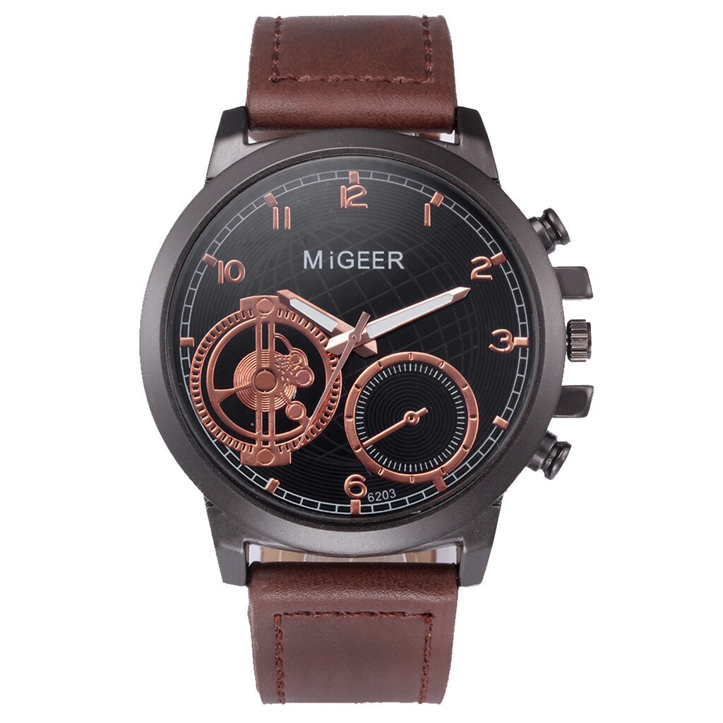 Unique Personality Clock Masculino Clock MIGEER High-End Men's Stainless Steel Watch Analog Alloy Quartz Watch: Brown