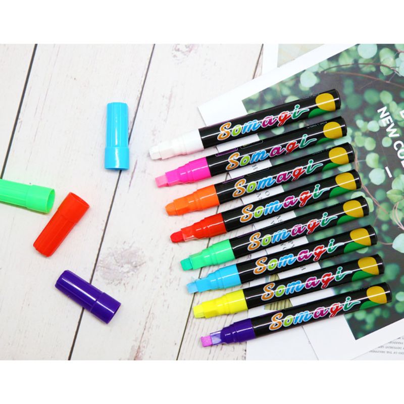 8 marcador de colores tiza líquida fluorescente rotulador de neón para pizarra LED pizarra vidrio pintura grafiti Oficina