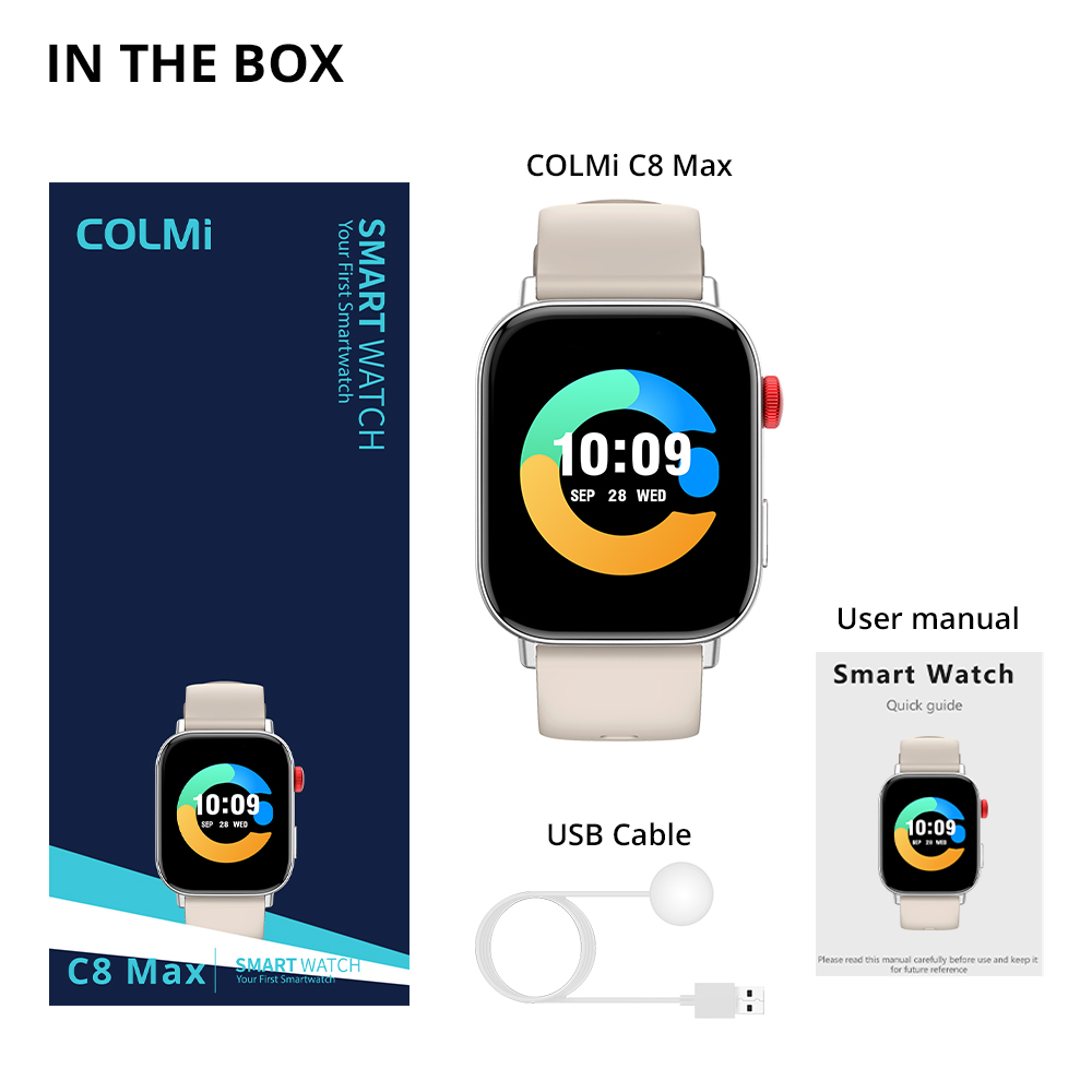 COLMI C8 Max Voice Calling Smart Watch 1,93 "groot HD-kleurendisplay Gezondheids- en fitnesstracking smartwatch voor mannen en vrouwen