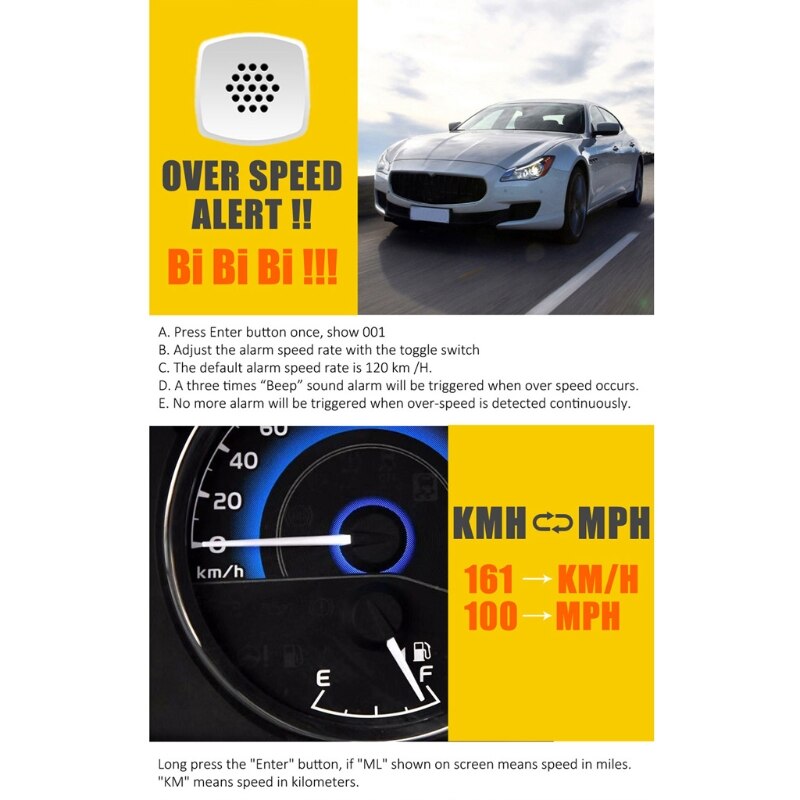 C90 Car HUD Head Up Display GPS Speedometer Speed Display KM/H MPH For Car