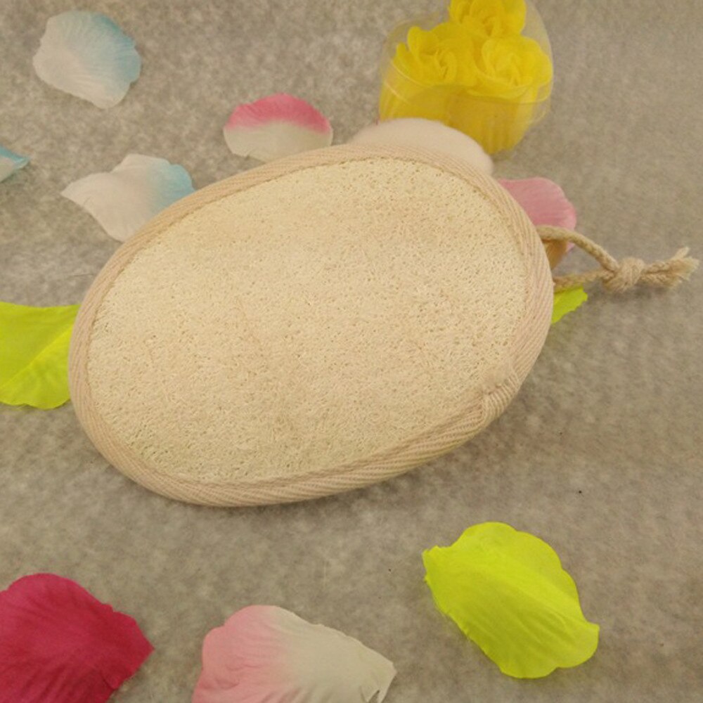 1PCS Zachte Verse Natuurlijke Loofah Luffa Spons Douche Spa Body Scrubber Peeling Bathing Hoofdmassage Pad Beige gelukkig douche