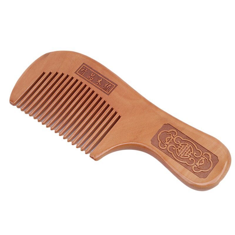 Best Selling Peach Wood Comb Wooden hair comb Natural Bamboo Comb-Anti Static Flower-Fine Tooth for Hair,Beard, Mustache: Carved handle comb