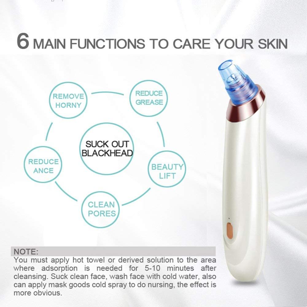 Vacuum Blackhead Remover Extractor USB Rechargeable Facial Acne White head Pimple Pore Nose Face Cleanser Tool Device