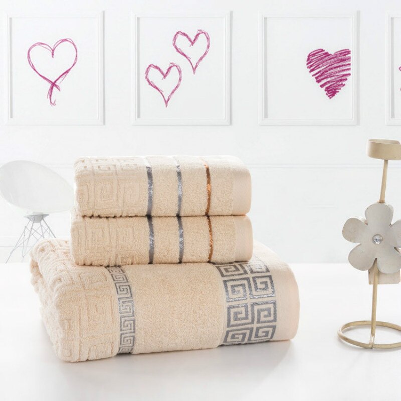 UNIKEA 100% Katoen Plaid Handdoek Sets Garen Strengen Grote Muur bad zeer zachte goede Handdoek + Washandje sets 3 kleur