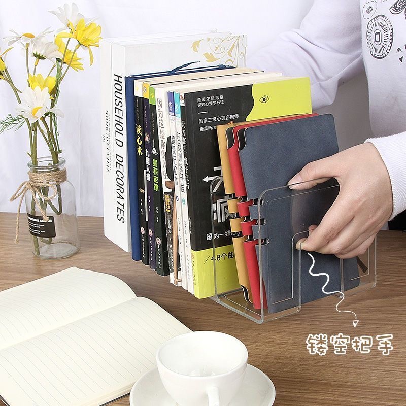 Transparent bookshelf, student desktop storage, partition rack, book filing, newspaper rack, office data rack, stationery baffle