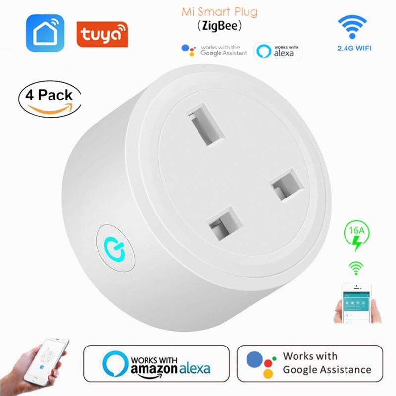 Portable Voice Control Smart Socket 16A UK Plug Wireless Timing Outlet Socket Power Switch With Alexa Google Home Smart Life APP